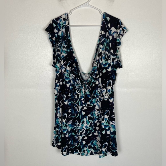 Torrid Super Soft Knit Floral Babydoll Top Plus Size 6X Blue Off Shoulder - Picture 5 of 13